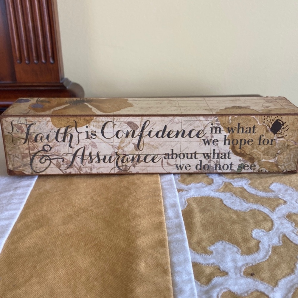 NWT Christine Adolph Give Faith decorative wood block.